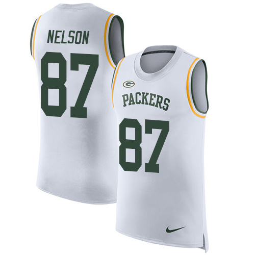 Nike Packers #87 Jordy Nelson White Men's Stitched NFL Limited Rush Tank Top Jersey